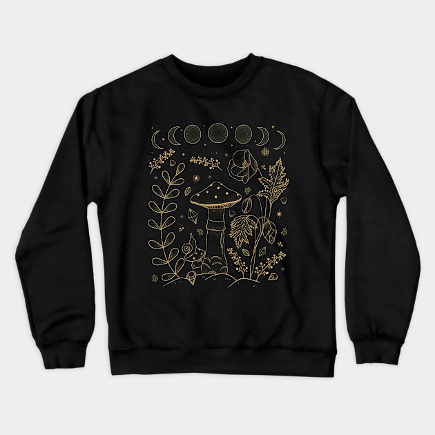 Goblincore Aesthetic Cottagecore Dark Academia Mushroom Crewneck Sweatshirt by gogo-jr